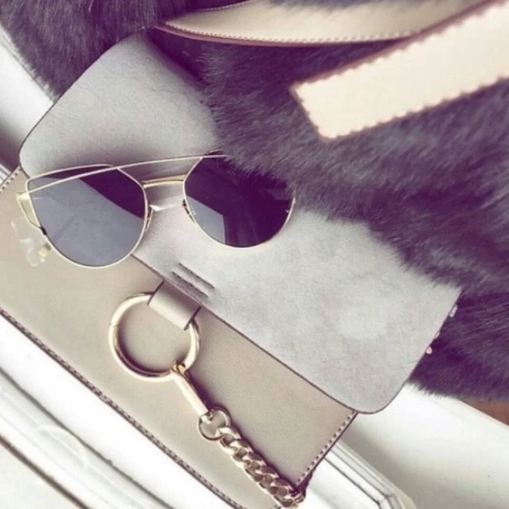 NEW Black/Gold Cat Eye Aviator Sunglasses - Picture 2 of 4